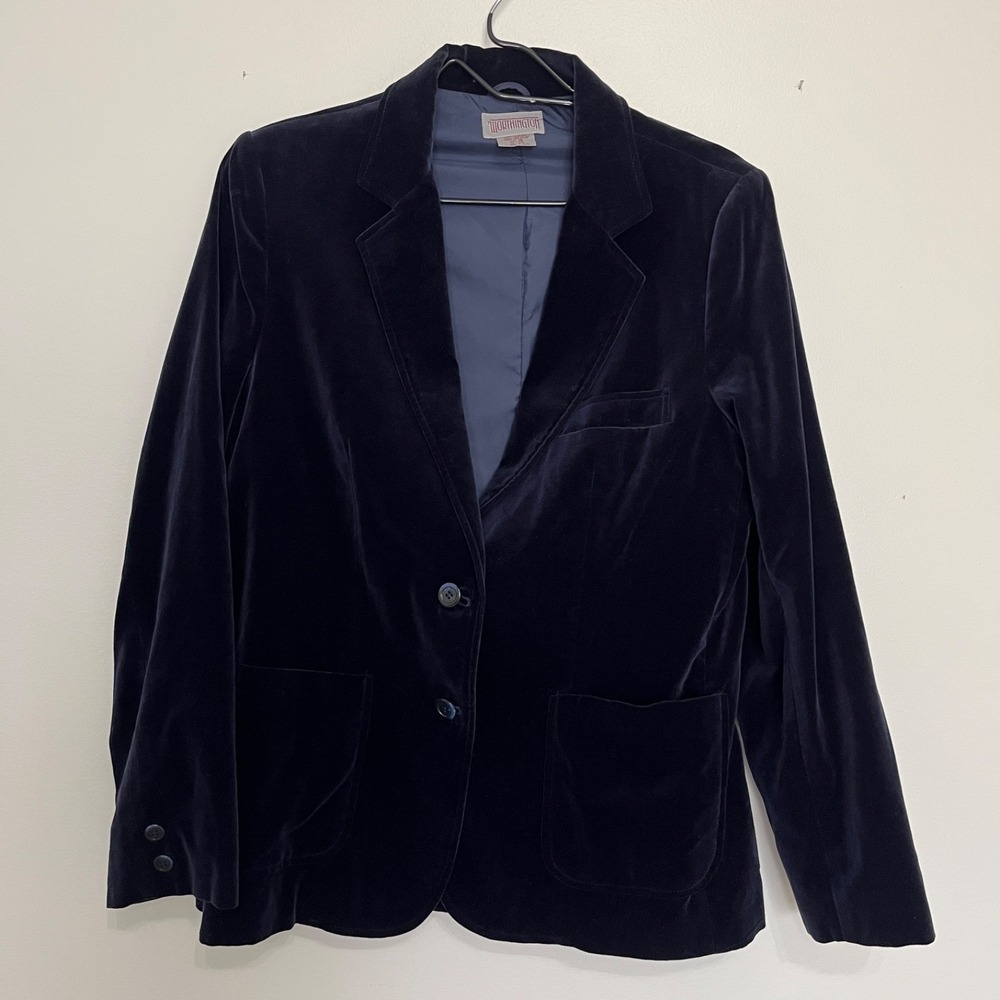 Vintage 80's Worthington Velvet Blazer Blue W16 Dark Academia Whimsigoth